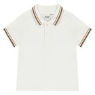 Younger Boys White Logo Polo Shirt, 2, hi-res