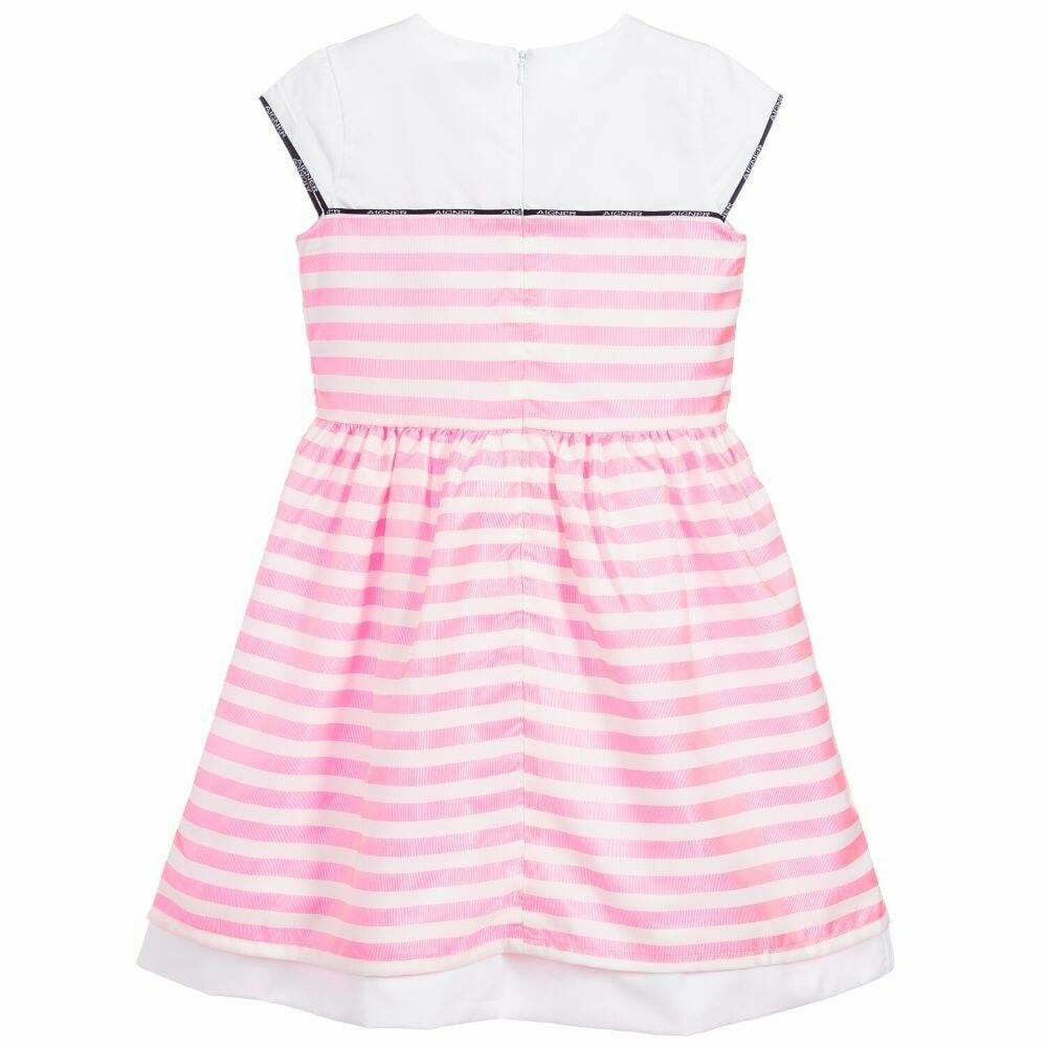 Girls Pink & White Striped Dress, 1, hi-res image number null