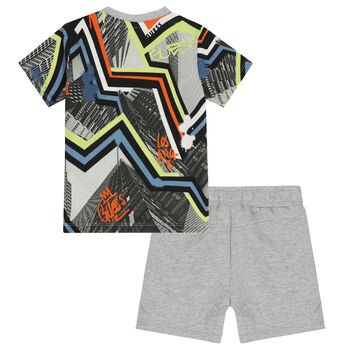 Younger Boys Grey Logo Shorts Set