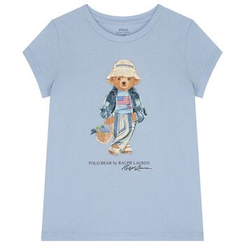 Girls Blue Polo Bear T-Shirt