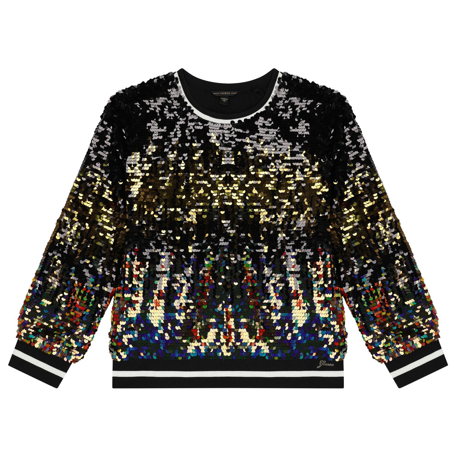Girls Black & Gold Sequin Sweatshirt, 1, hi-res image number null