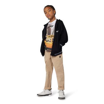 Boys Beige & Yellow Logo T-Shirt
