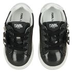 Girls Black Glitter Logo Trainers, 1, hi-res