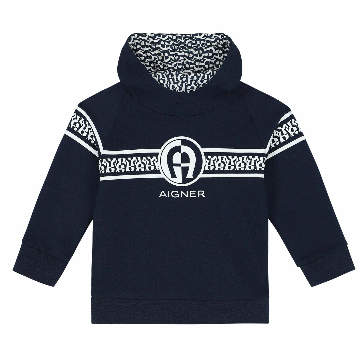Younger Boys Navy Blue Logo Hooded Top, 1, hi-res