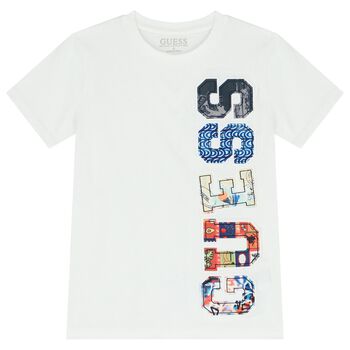 Guess Boys White Logo T-Shirt, 1 Boys White Logo T-Shirt
