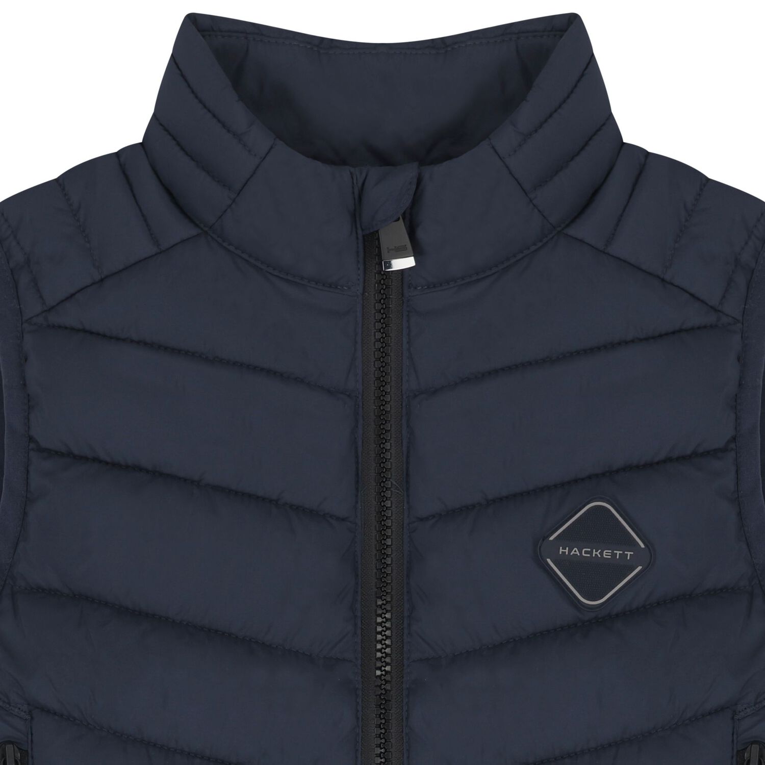 Boys Navy Blue Puffer Gilet, 1, hi-res