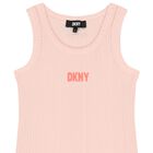 Girls Pink Logo Ribbed Top, 1, hi-res