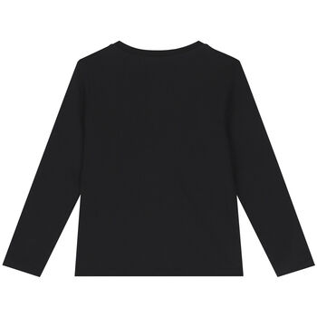 Girls Black Logo Long Sleeve Top