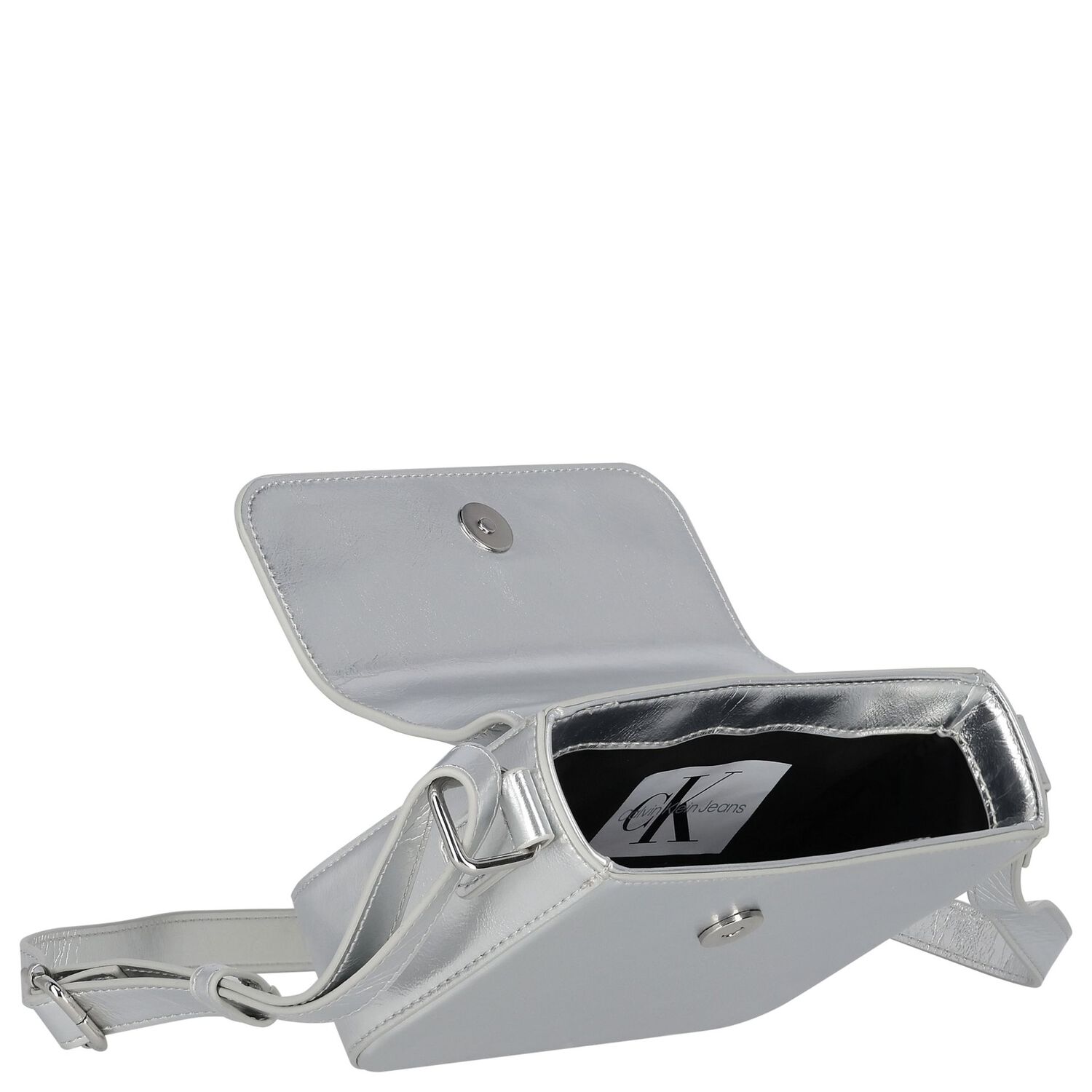 حقيبة يد بنات جلد باللون الفضي, 1, hi-res