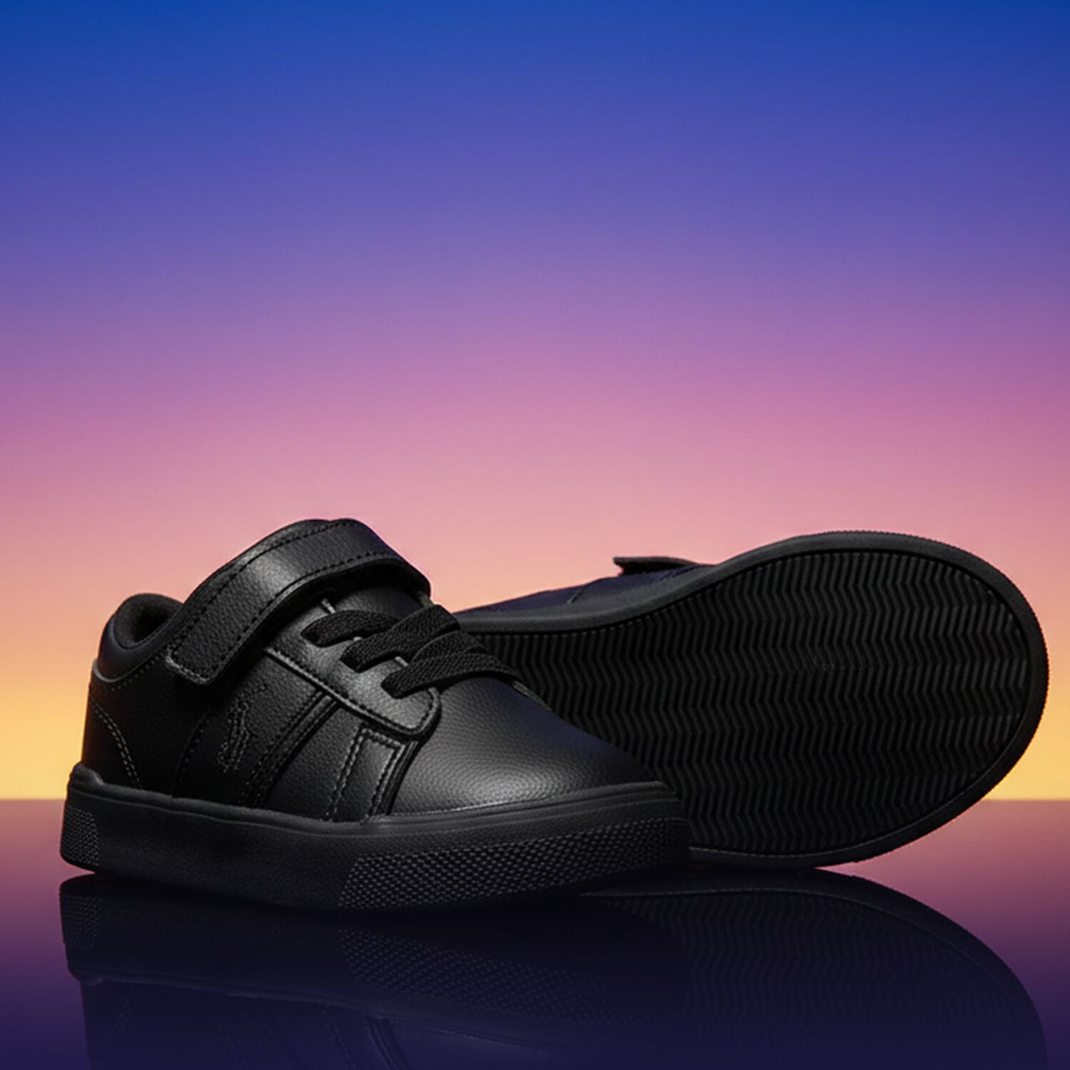 Boys Black Logo Trainers, 1, hi-res