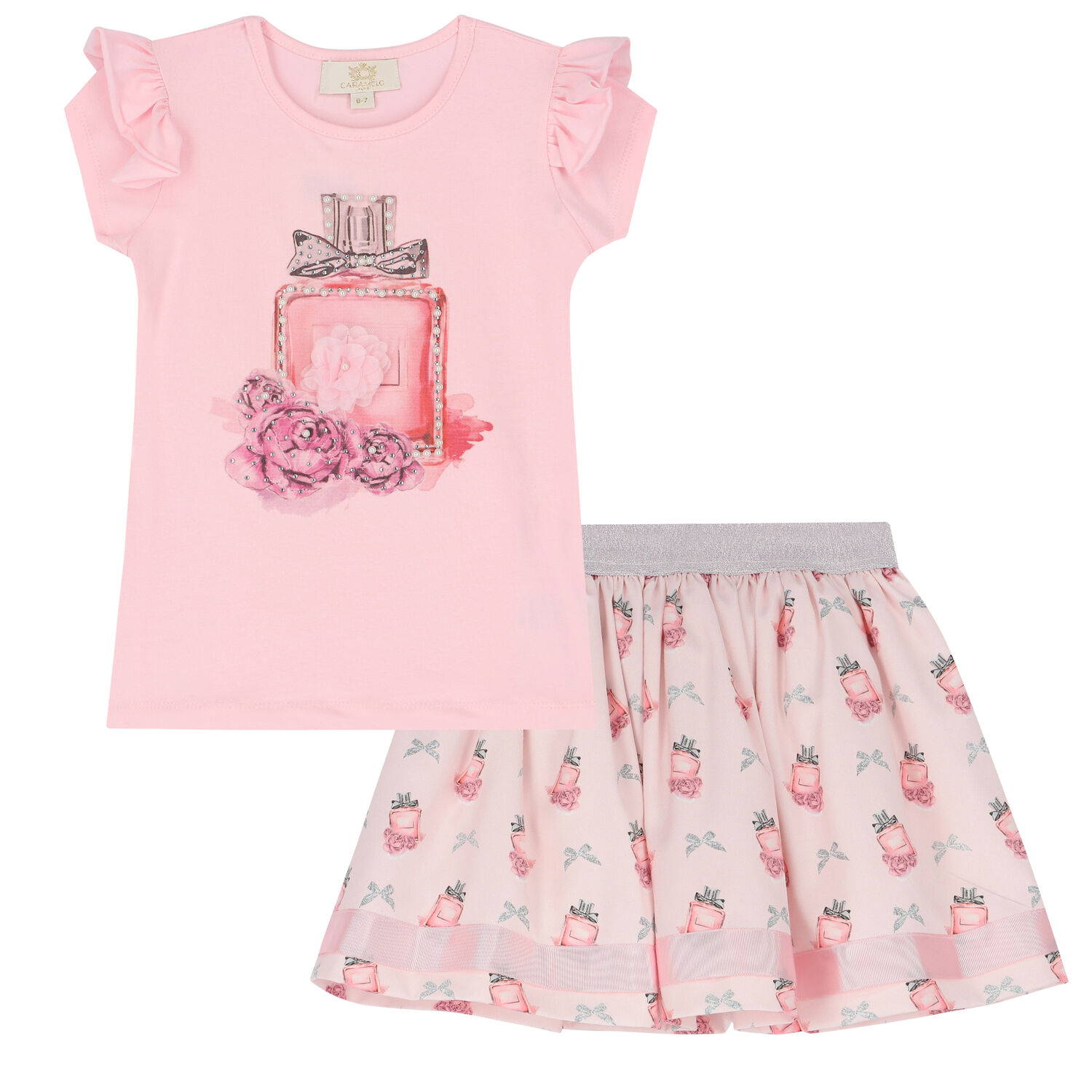 Girls Pink Perfume Bottle Skirt Set, 1, hi-res
