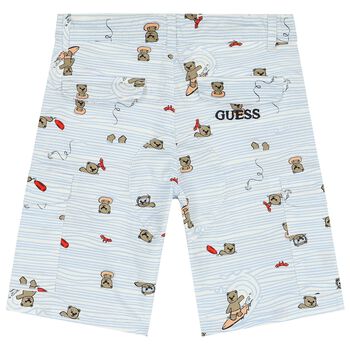 Boys Blue and White Bear Print Shorts