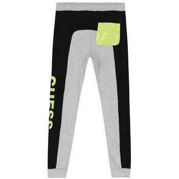 Boys Grey & Neon Green Logo Joggers