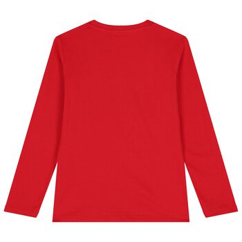 Boys Red Teddy Bear Long Sleeve Top