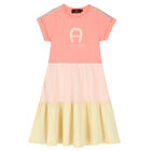 Girls Pink, Yellow & Orange Logo Dress, 1, hi-res