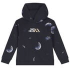 Boys Navy Blue Space Hooded Top, 1, hi-res