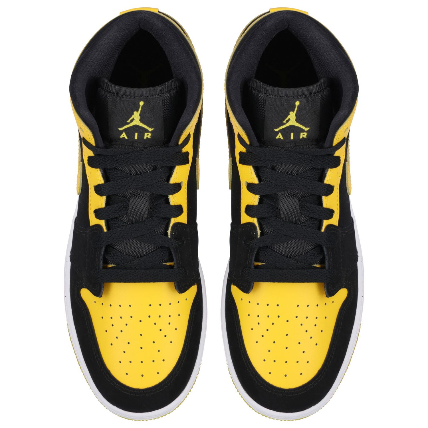 Black, Yellow & White Air Jordan 1 Mid Trainers, 1, hi-res image number null