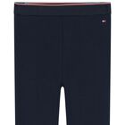 Younger Girls Navy Blue Logo Leggings, 1, hi-res