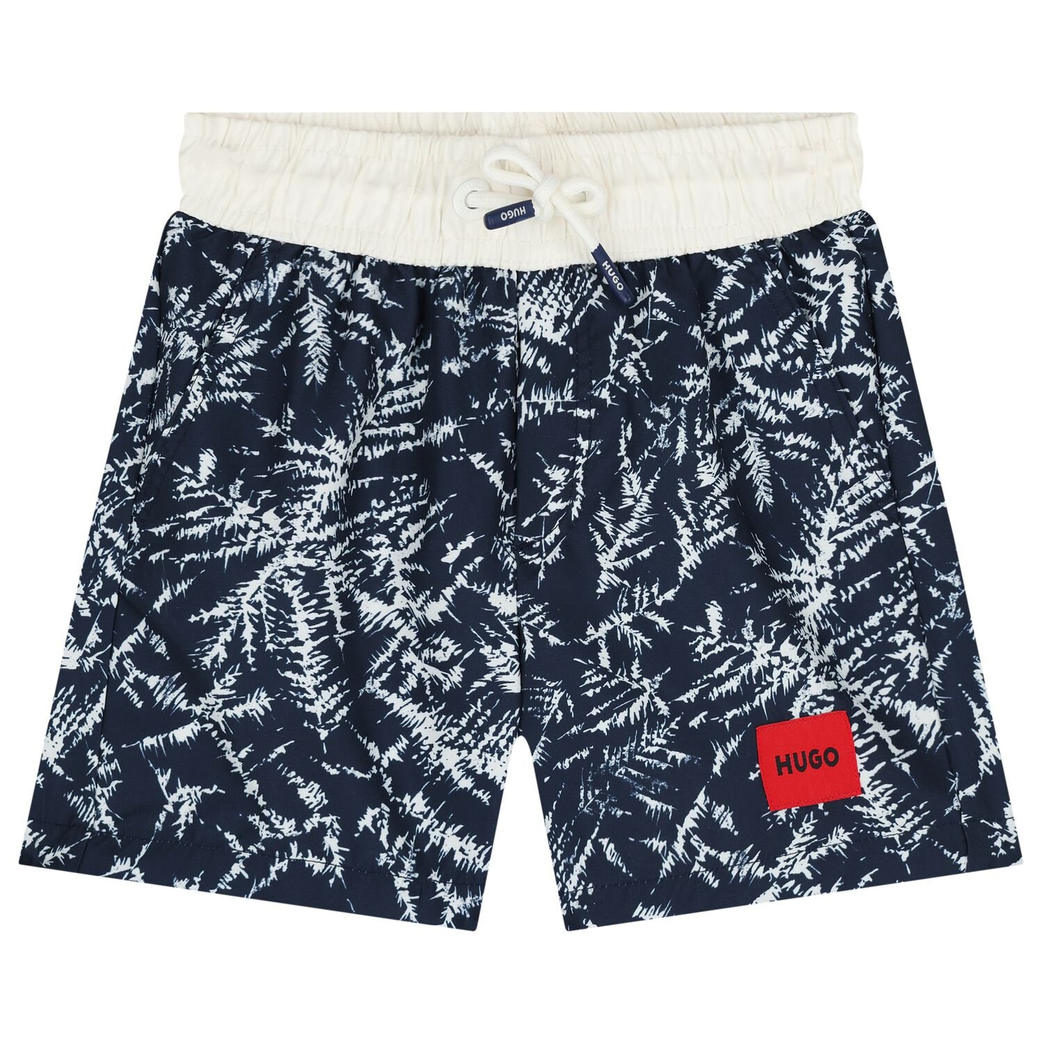 Boys Navy Blue Logo Swim Shorts, 1, hi-res