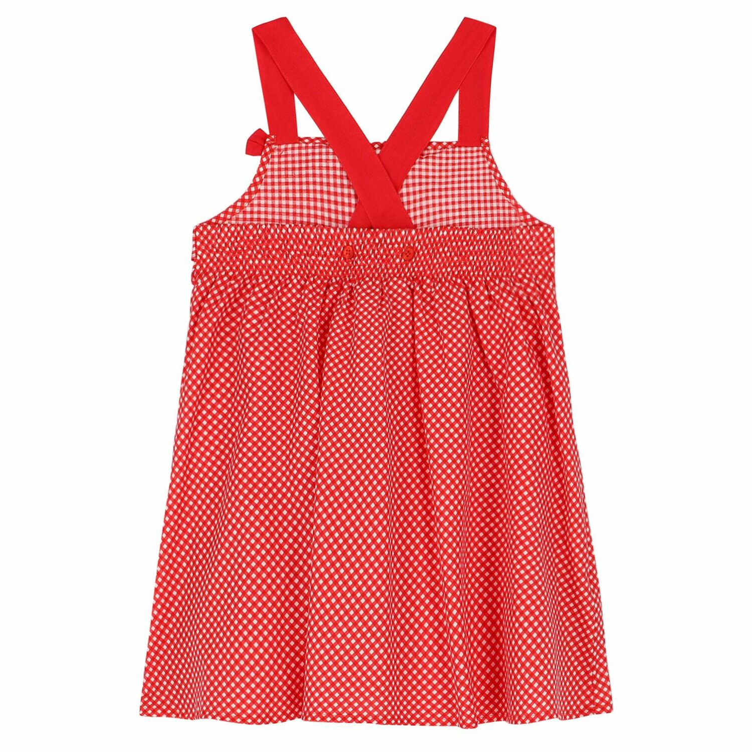 Girls Red & White Checkered Dress, 1, hi-res