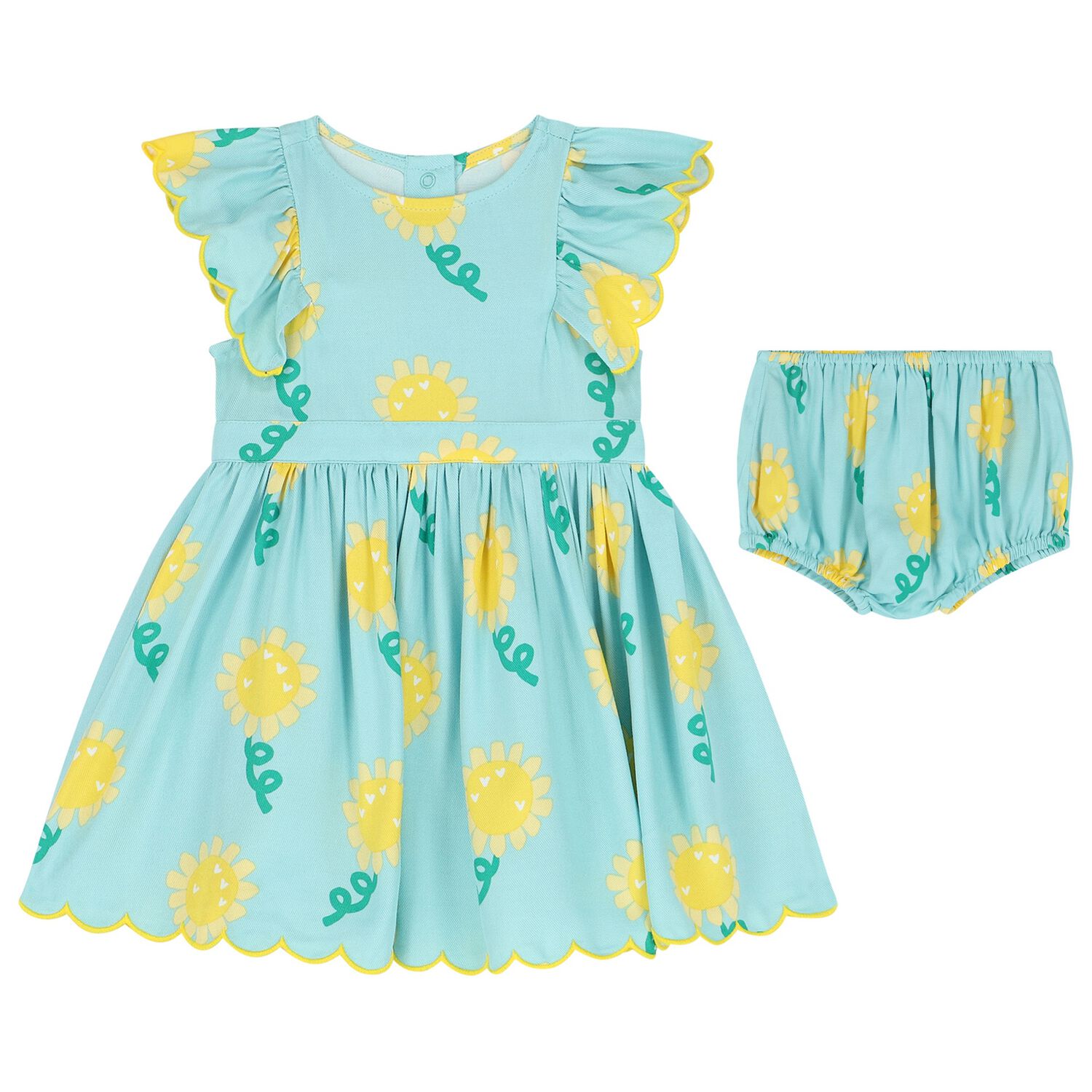 blue and yellow sunflower dress KENZO Girls Sunflower Dress in Blue main image 0