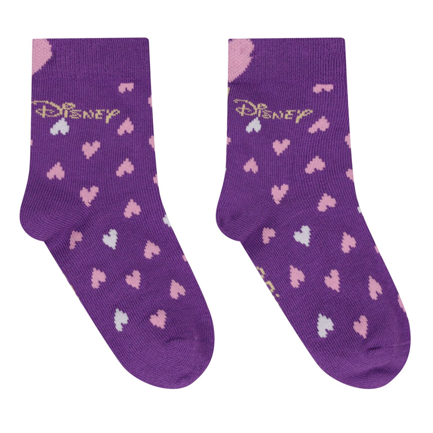 Girls Purple, Grey & White Disney Logo Socks ( 3-Pack ), 1, hi-res
