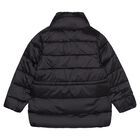 Girls Black Satin Puffer Jacket, 1, hi-res