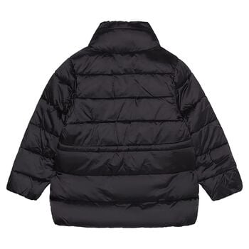 Girls Black Satin Puffer Jacket