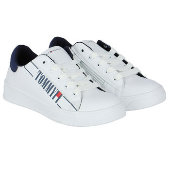Boys White Logo Trainers