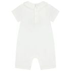 White Teddy Bear Logo Baby Romper, 1, hi-res