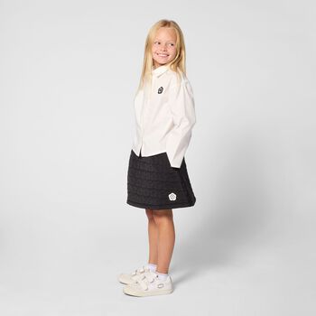 Girls Black Boke Flower Logo Skirt