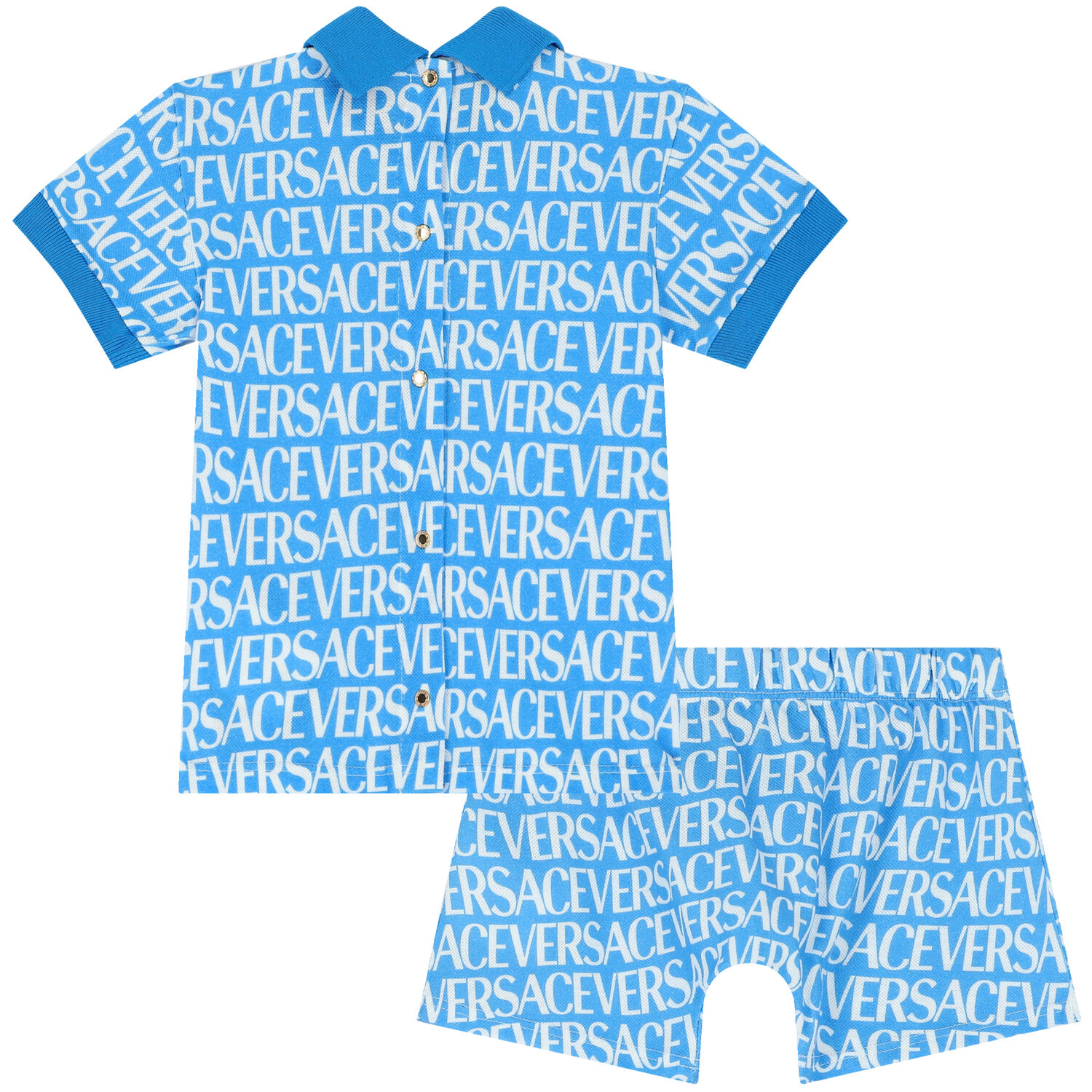 Baby Boys Blue Logo Shorts Set, 1, hi-res