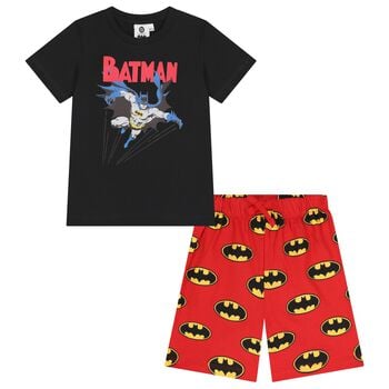 Boys Black & Red Batman Shorts Set