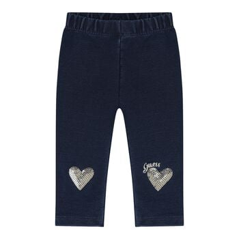 Baby Girls Pink & Navy Blue Heart Leggings Set