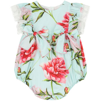 Baby Girls Aqua & Pink Floral Shortie