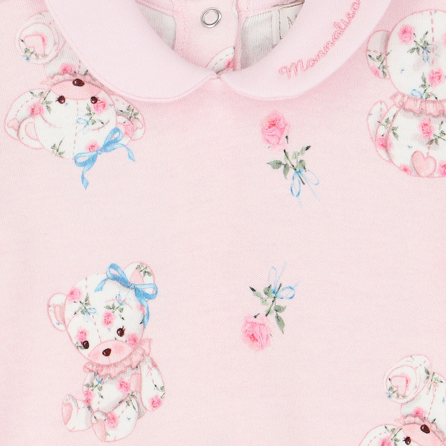 Baby Girls Pink Teddy Bear Romper, 1, hi-res
