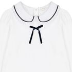Girls White Bow Long Sleeve Top, 1, hi-res