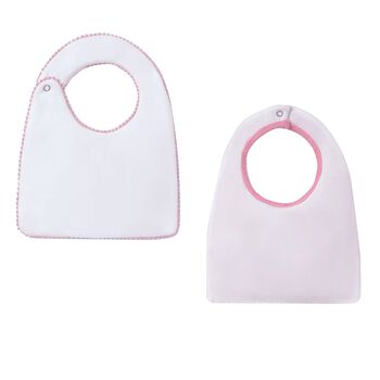 Baby Girls White & Pink Bibs ( 2-Pack )
