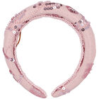 Girls Pink Floral Sequins & Beads Headband, 1, hi-res