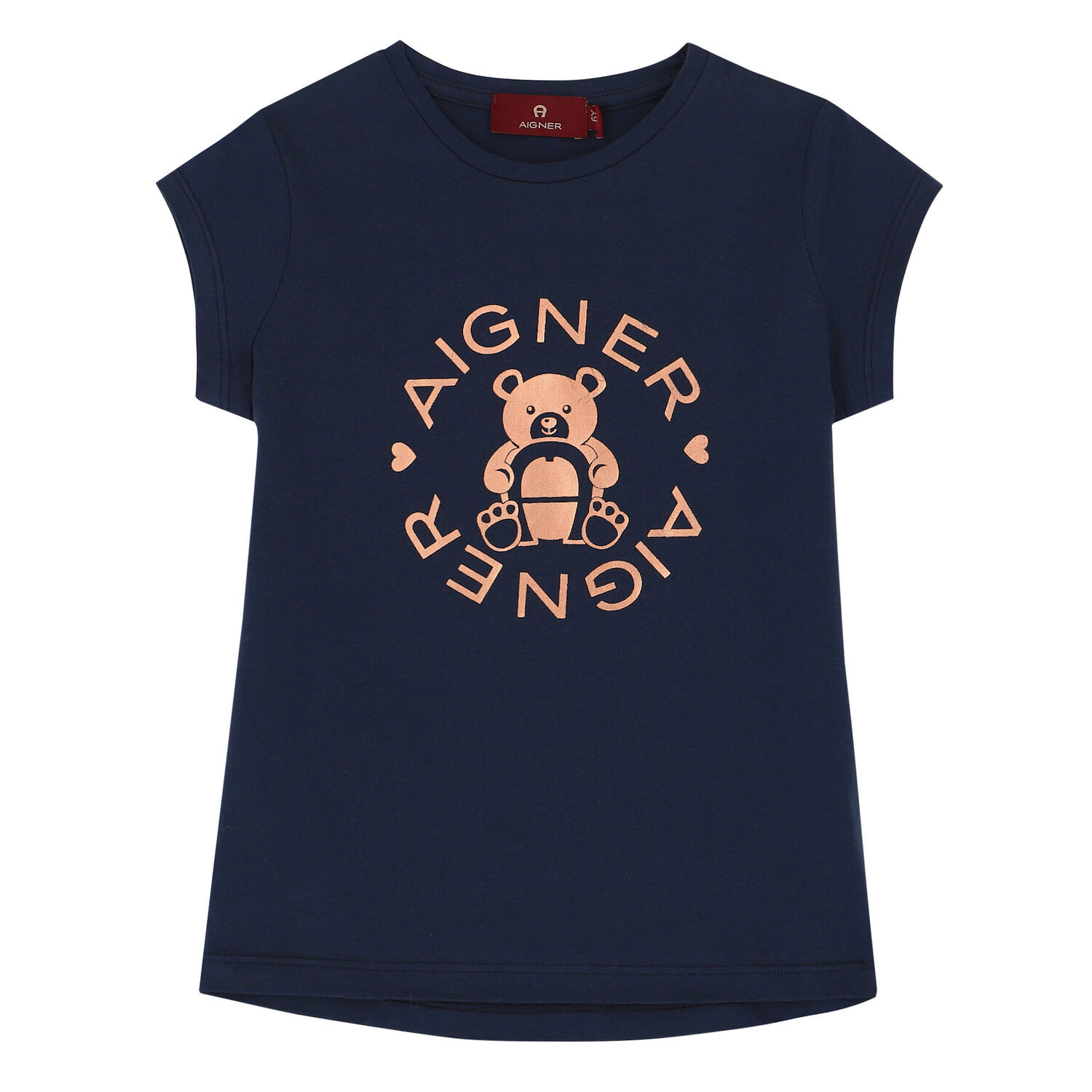 Girls Navy Bear Logo T-Shirt, 2, hi-res image number null