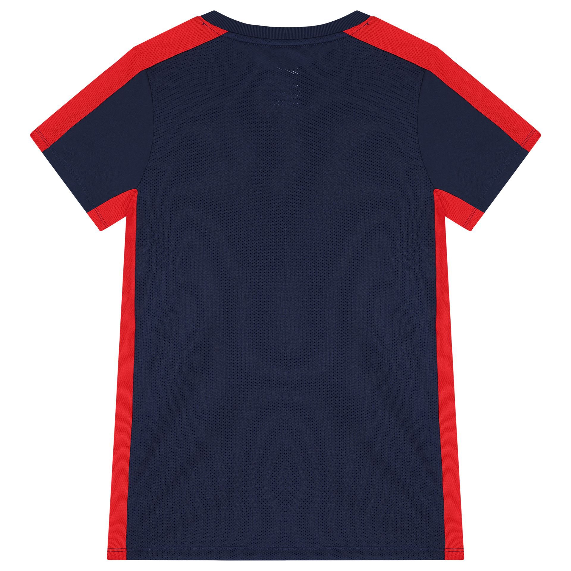 navy blue and red nike shirt