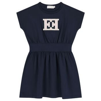 Girls Navy Blue Logo Dress