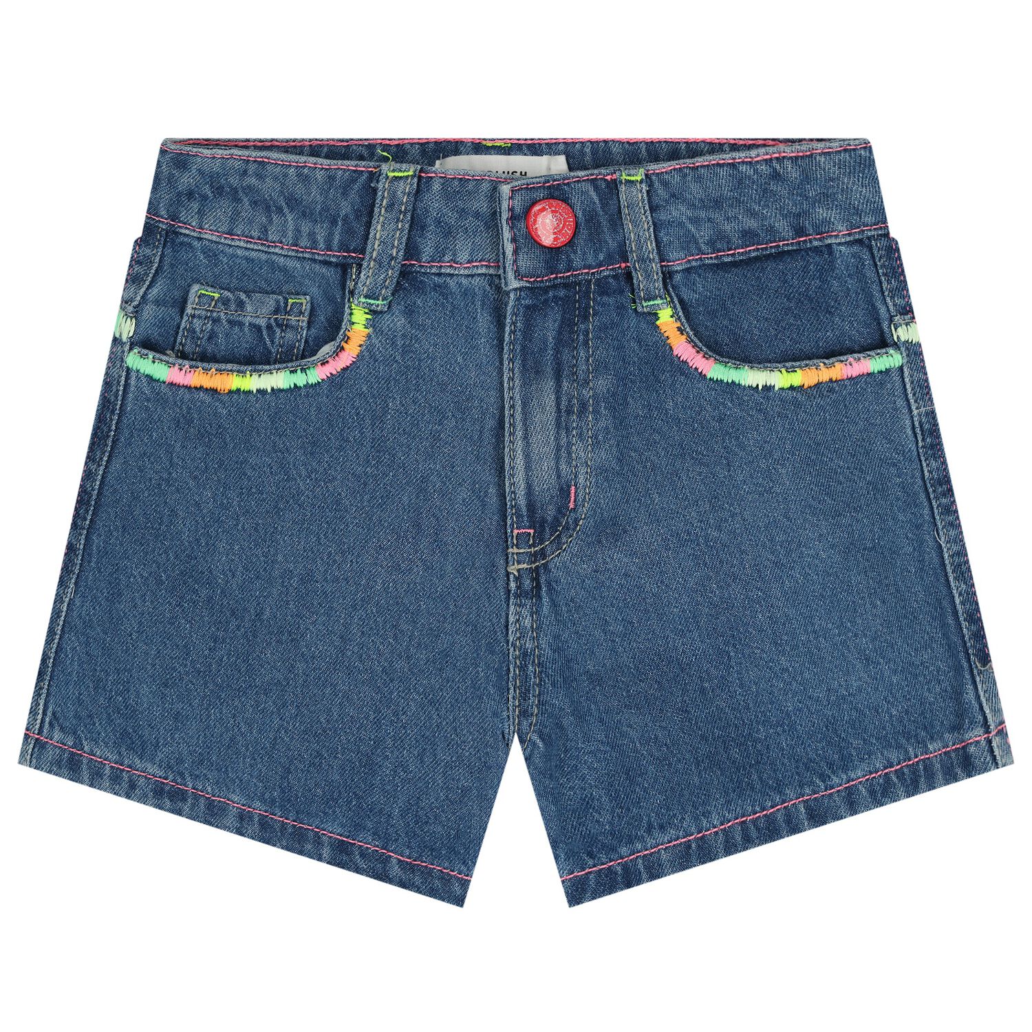 Girls Blue Denim Shorts, 1, hi-res
