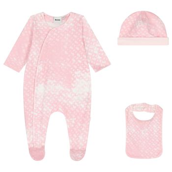 Baby Girls Pink Logo Babygrow Gift Set