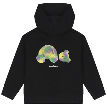 Black Teddy Bear Logo Hooded Top