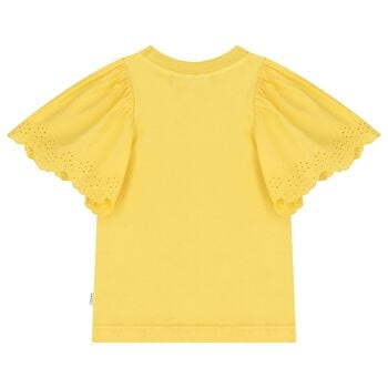 Girls Yellow Broderie Anglaise Top