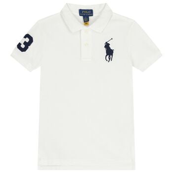 Boys White Logo Polo Shirt 