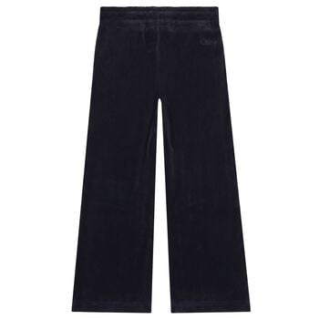 Girls Navy Blue Wide Leg Trousers