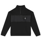 Boys Black Logo Sweatshirt, 1, hi-res