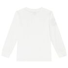 Boys White Logo Long Sleeve Top, 1, hi-res
